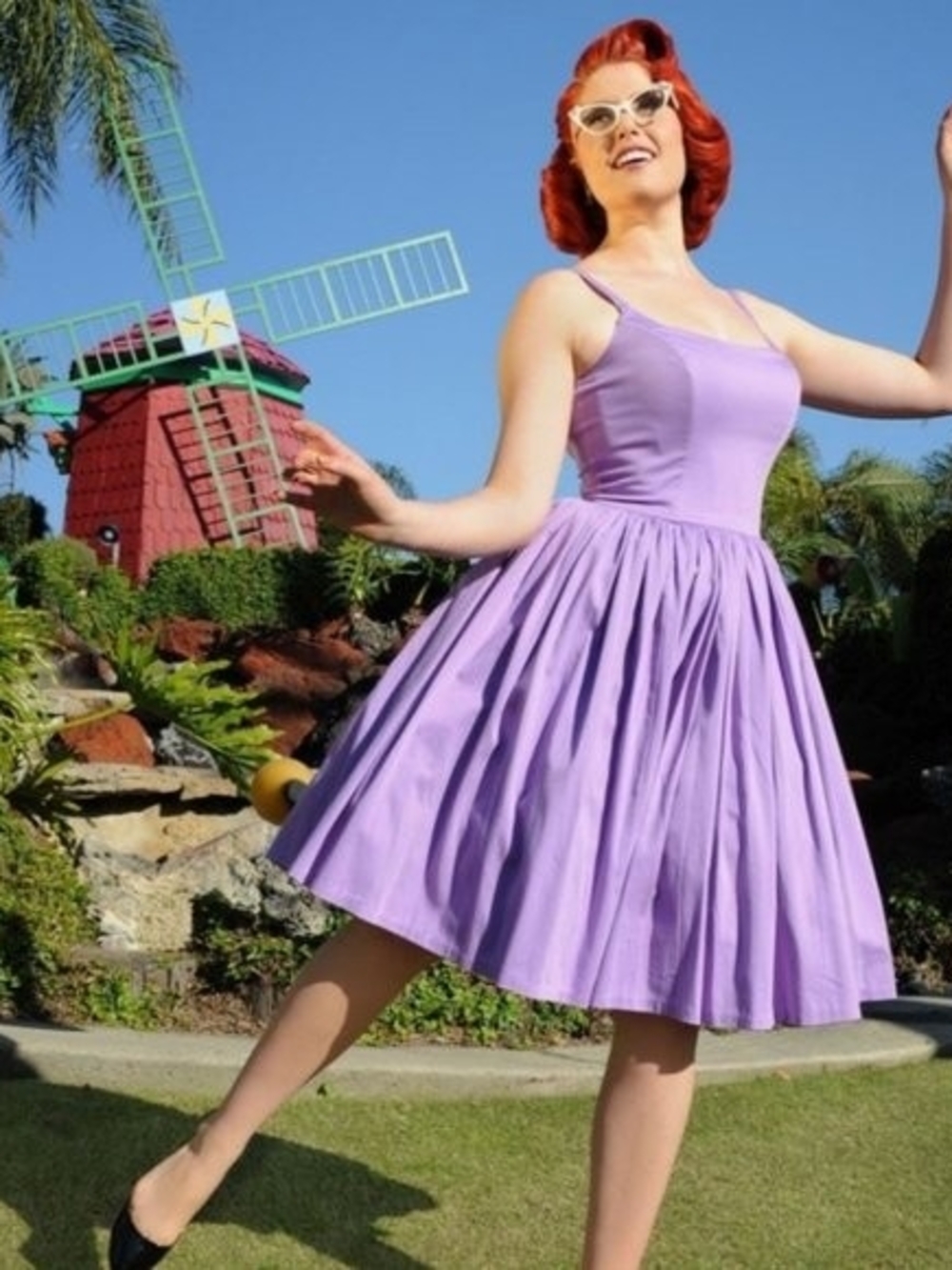Pinup Couture Jenny Dress in Lavender Sateen